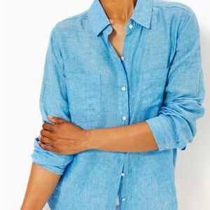 Lilly Pulitzer Sea View Button Down Beckon Blue X Sea Salt Blue Size M